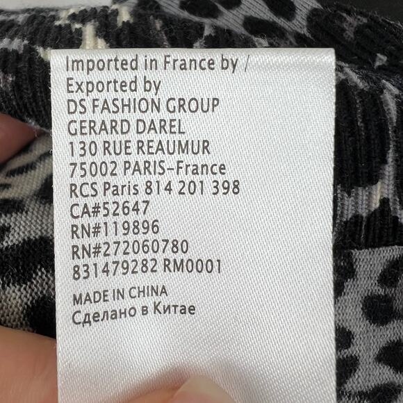 GERARD DAREL Black White Leopard Print Long Sleeve Merino Wool Sweater Size 1 - Picture 9 of 9